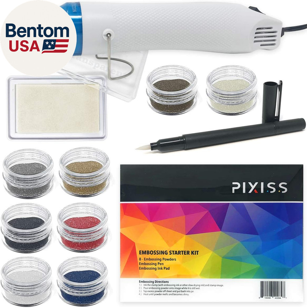 Embossing Kit with Heat Tool Bundle, Embossing Powders, Complete Embossing Start