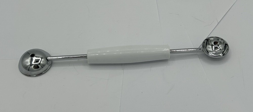EKCO Fruit Melon Baller Scoop Double Sided White Handle Stainless Kitchen Tool