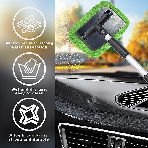Car Windshield Cleaner, Microfiber Auto Cleaning Wiper with Green-Rectangle