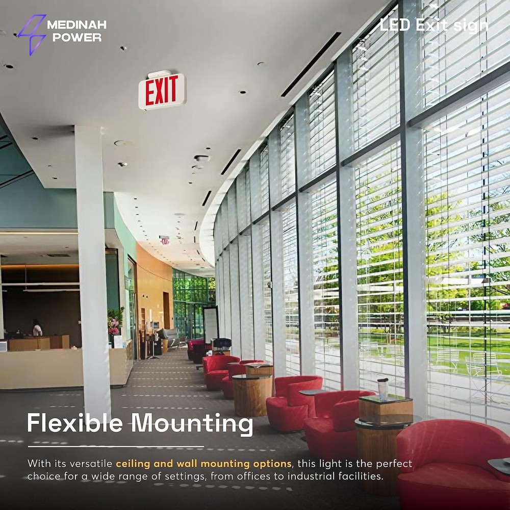 Medinah Power ES-C-S Led Emergency Exit Sign Led Exit Light White