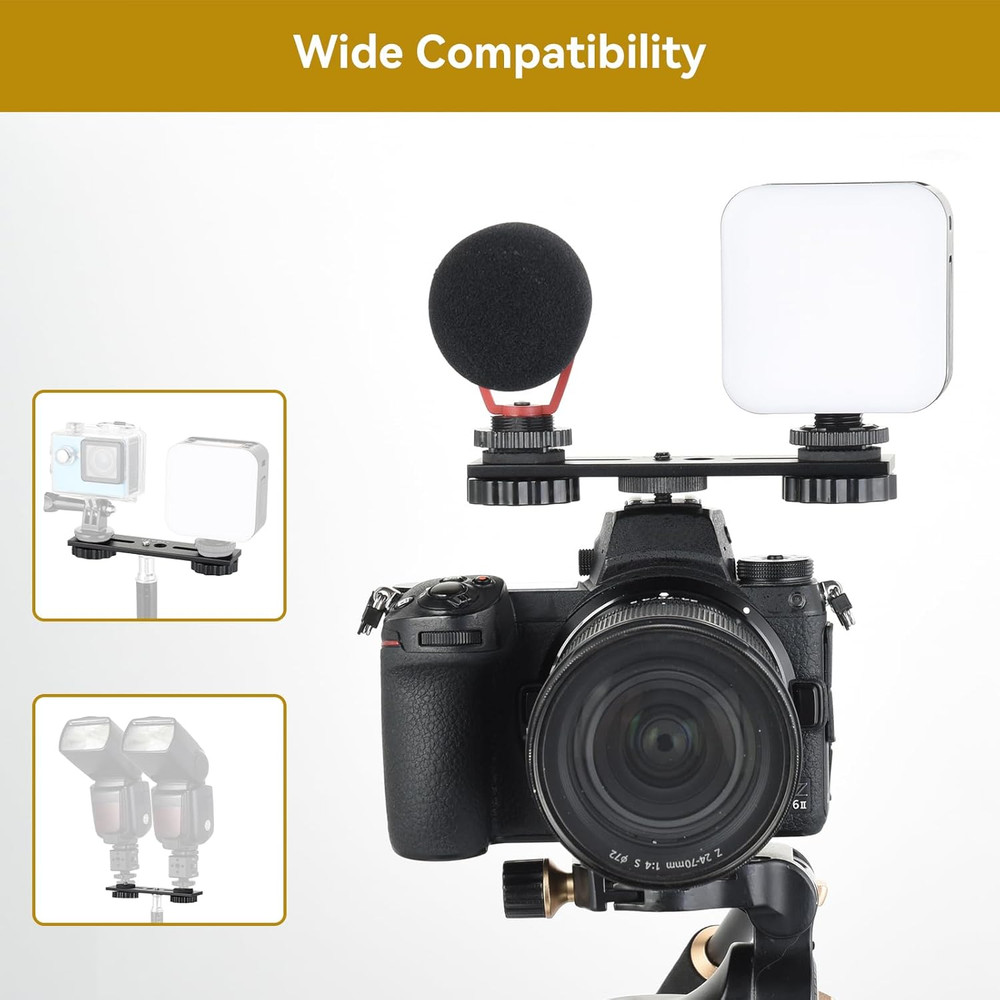5 Inch Flash Bracket, Long Dual Camera Mount Flash Bracket Extension Bar with 1/