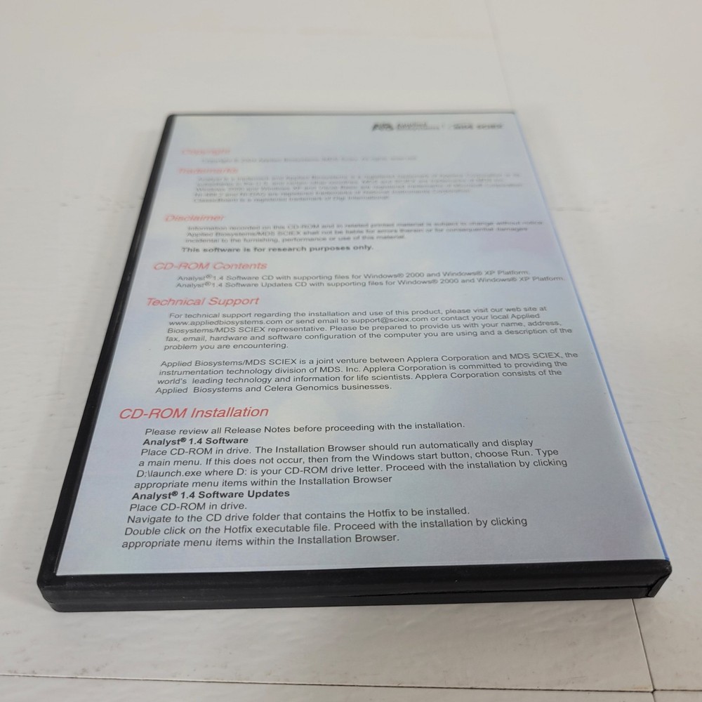Applied Biosystems MDS SCIEX 1014207 Analyst 1.4 Software AIO and Update Disk