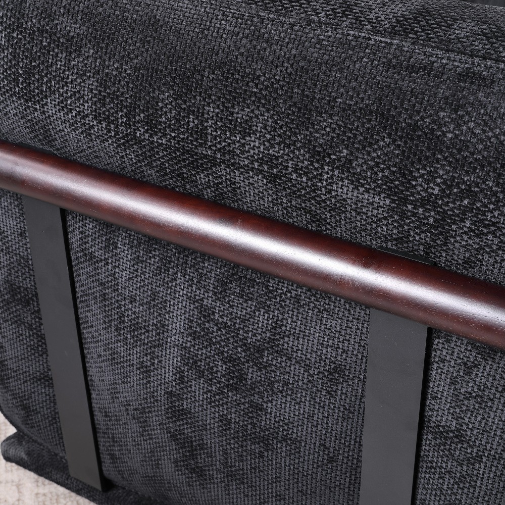 120 Inch Black Chenille Modular Sectional Sofa, Square Arms, Split Back, Modern