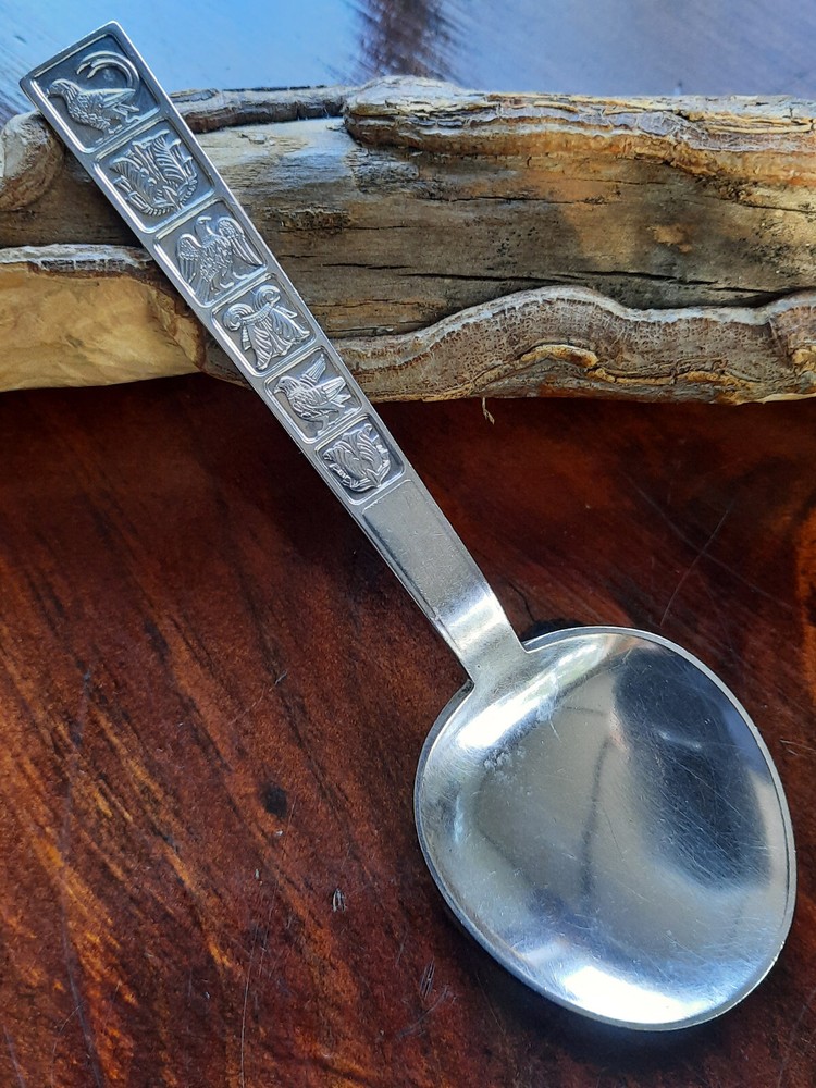 830S Silver David Andersen Bird Tile Baby Spoon, No mono