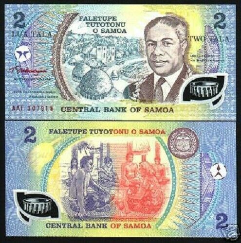 Western SAMOA 2 Tala P-31 1990 AAE or AAF Prefix Commemorative POLYMER UNC NOTE