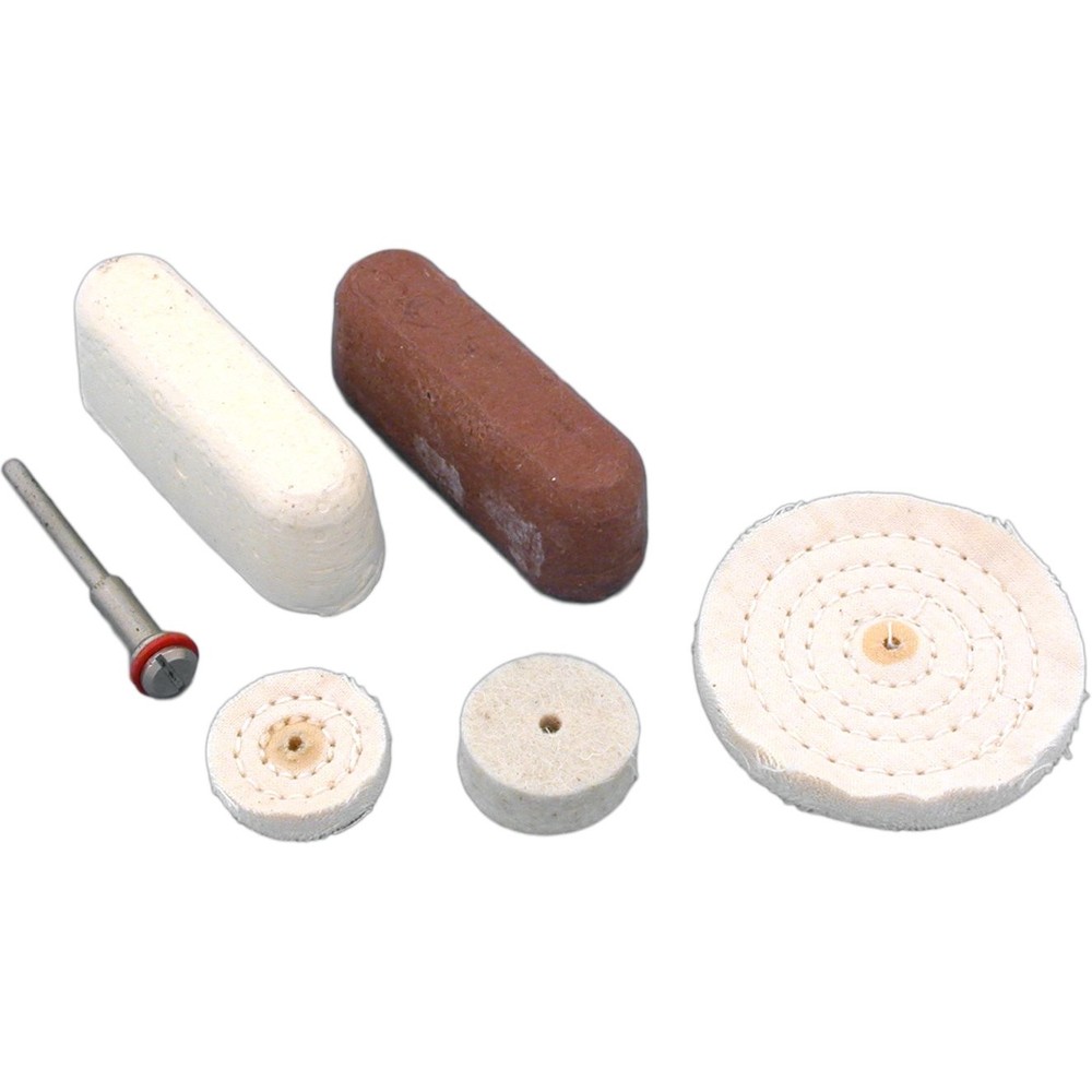 Buffing Wheels, Rouges & Mandrel 6Pcs
