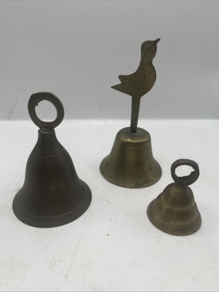 3 Brass Bells Sparrow, 4” Handle & 2” Bell