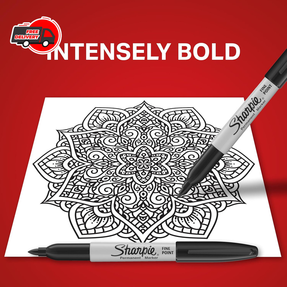 SHARPIE FINE POINT PERMANENT MARKER, BLACK, 12 COUNT