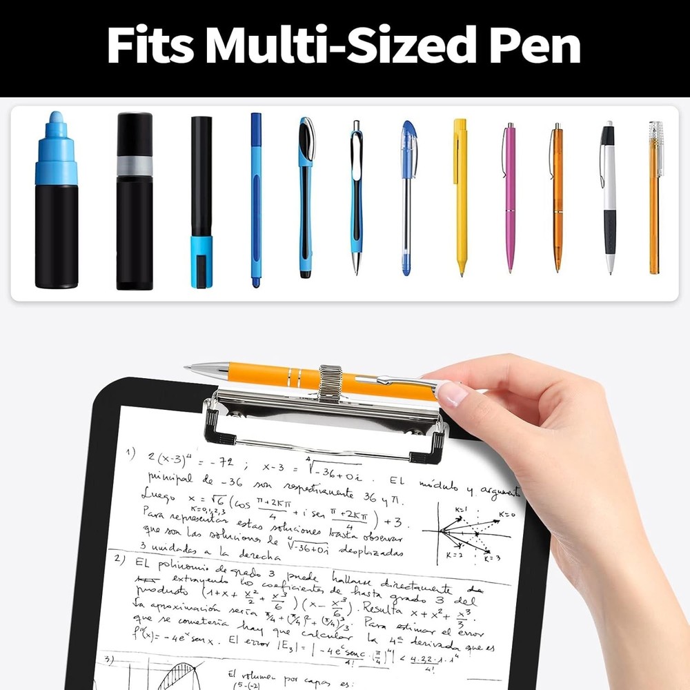 Smooth Writing Surface Clipboard, Strong Plastic with 100 Sheet Capacity - Black