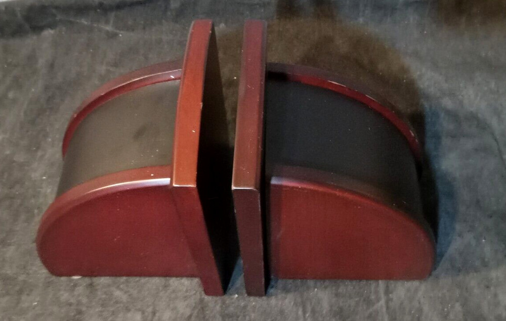 Eldon Solid Wood Mahogany With Black Accent Bookends