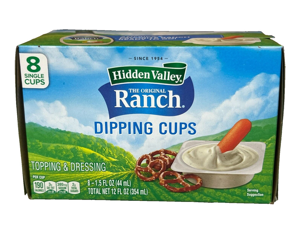 Hidden Valley Ranch Dipping Cups Topping & Dressing 12 oz
