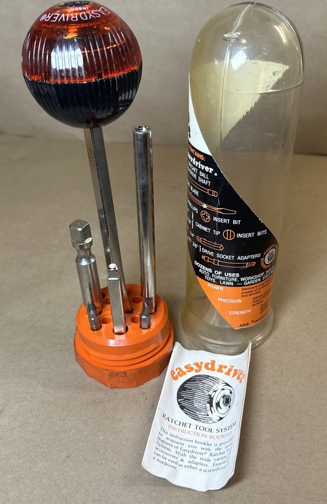 Vtg Creative Tools Inc. Easydriver Ratchet Ball Screwdriver, Bit, & Extensions