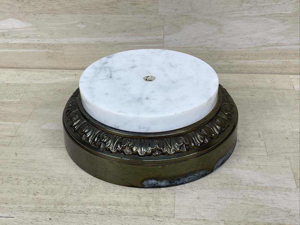 Lamp Base Table Electric MARBLE & BRASS 8" Vintage
