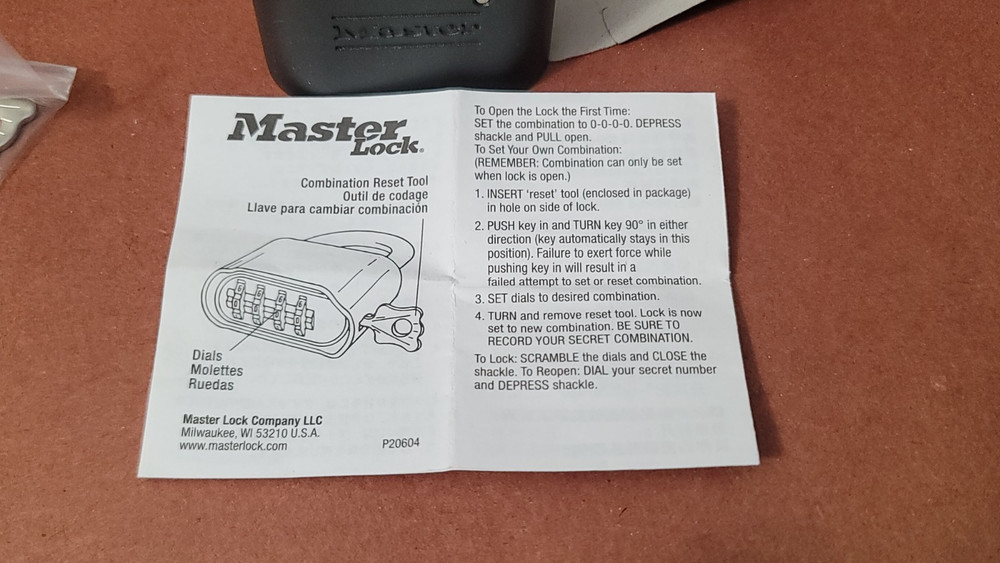 Lot Two (2) Master Lock Maximum Security Resettable Combination Padlock (178GRY)