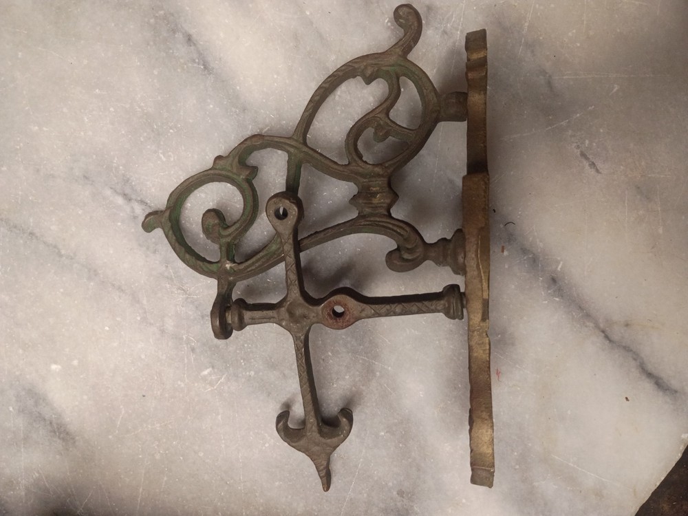 Victorian Cast Brass Swivel Coat Hook Bracket Rococo Revival Hall Tree Hardware