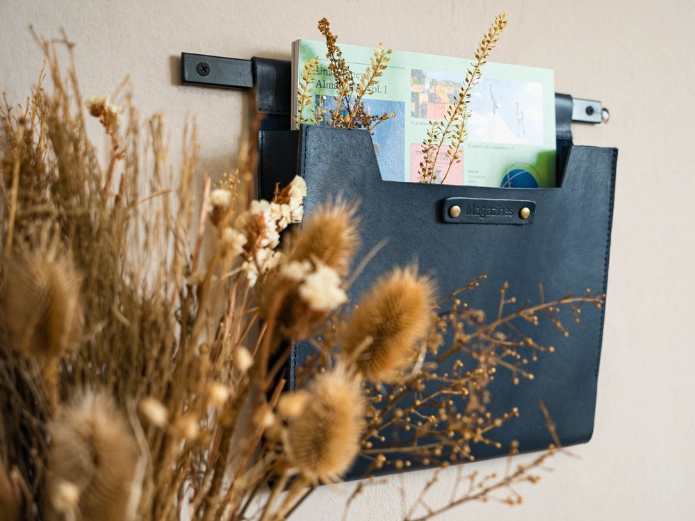Large Leather Wall Pocket Organizer