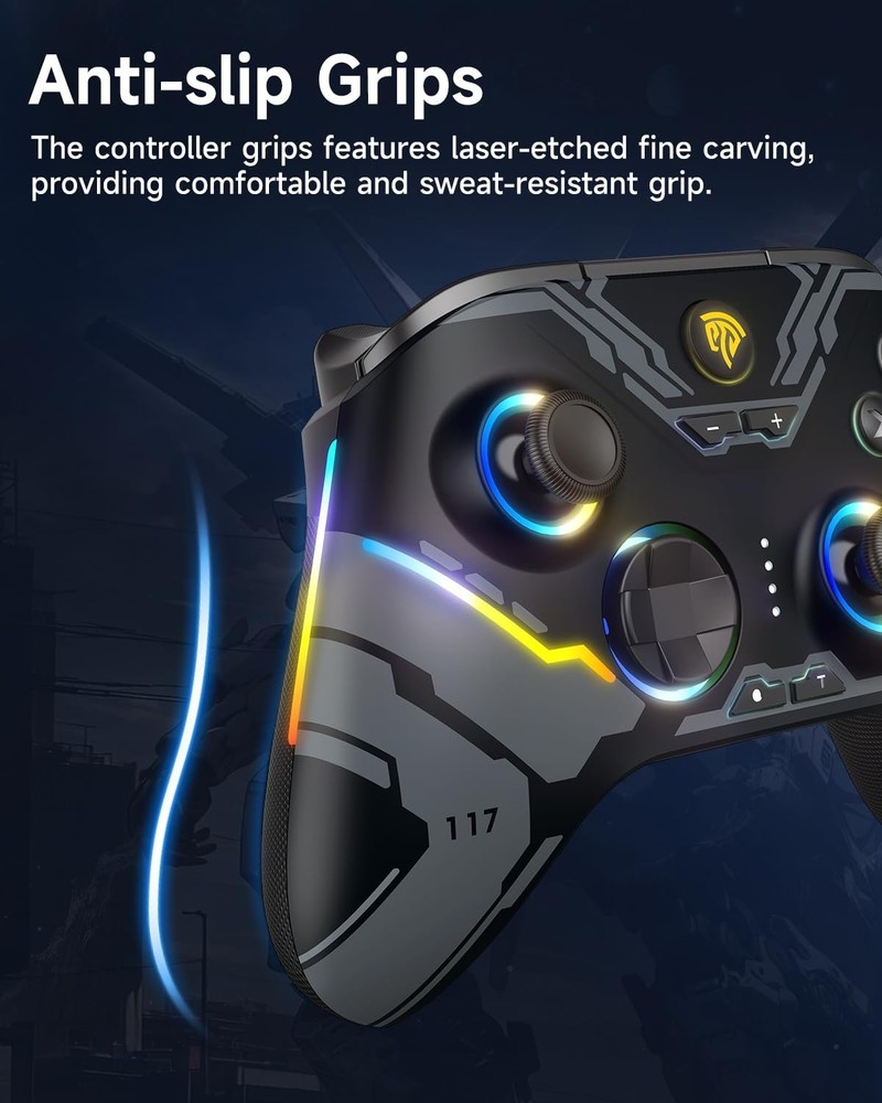 X15 Wireless Gamepad for PC, Switch & Android - RGB, Ergonomic & Customizable