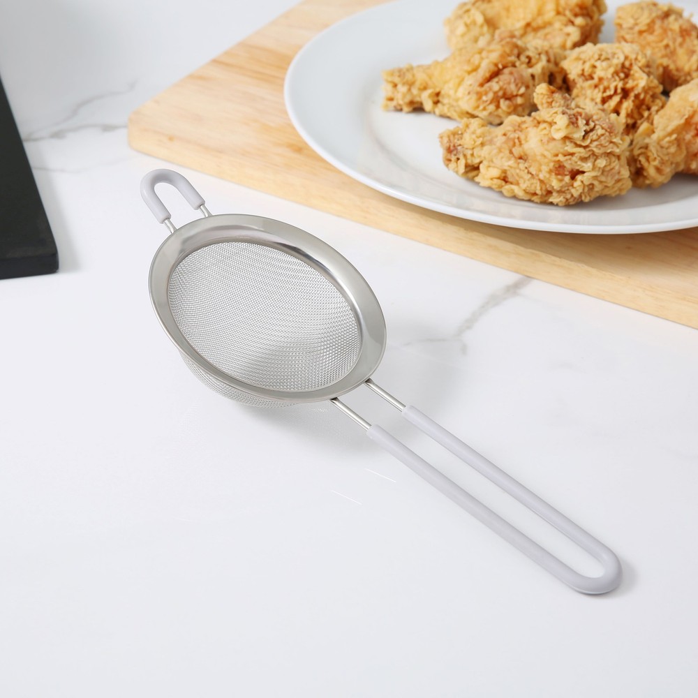 3" Premium Stainless Steel Fine Mesh Strainer, Silver