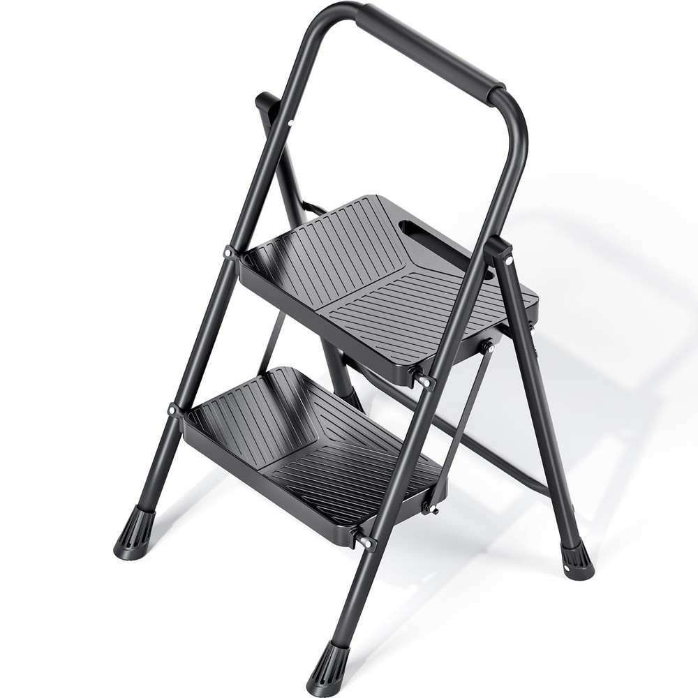 Folding 2 Step Ladder, Portable Ladder for Multi-Purpose, Home, Kitchen, Heav...