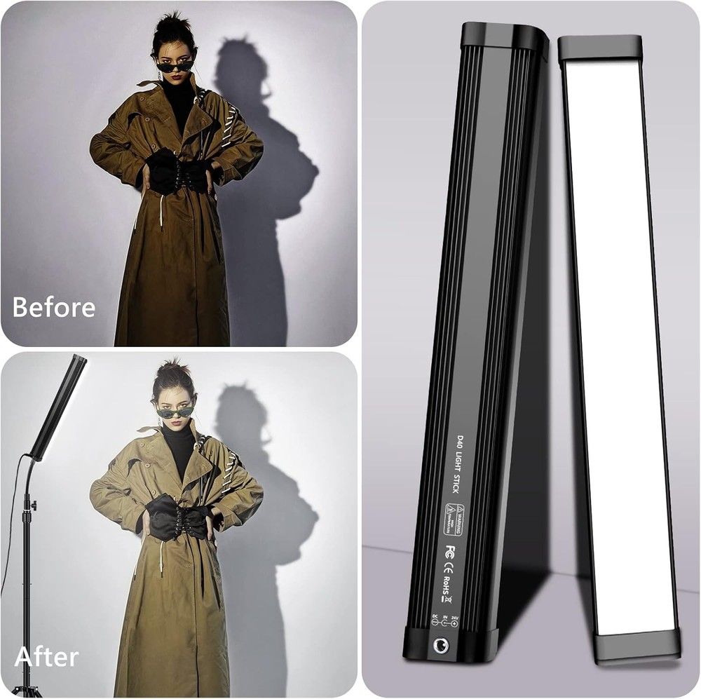 Led Video Lighting Kit with Wand Stick - Photography Studio Light,Adjustable...