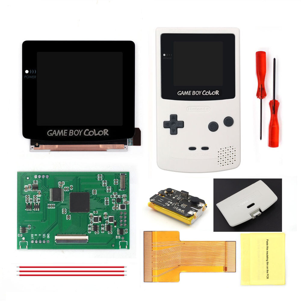 Single Glass Laminated OSD Menu IPS LCD Screen+Pre-cut Case With Battery For GBC