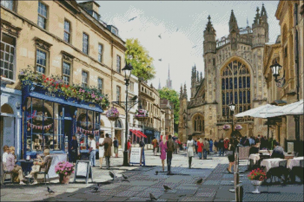 Bath Streetview-Chart Needlework Crafts DIY Counted Cross Stitch Chart