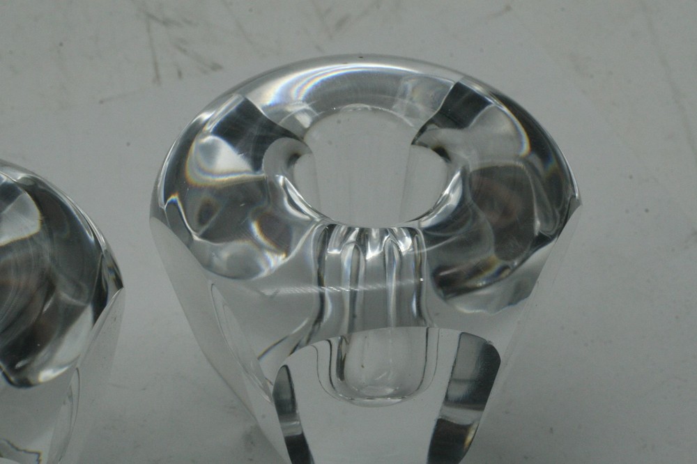Orrefors Hexagon Shaped Candle Holders - Signed