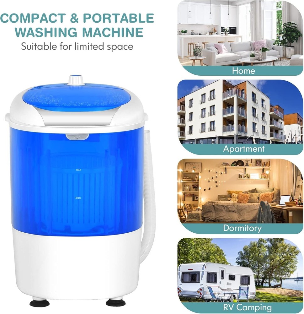 Energy Efficient 5.5lbs Mini Washer with Semi-Automatic Spin for Small Spaces
