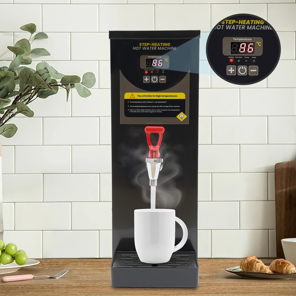 Black Step-Heating Commercial Electric Hot Water Dispenser Water Boiler