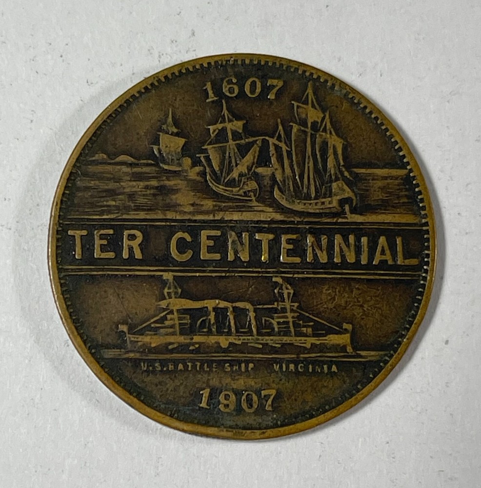 So-Called #349 1907 Jamestown (#6948) Reeded Edge. Slightly Bent.
