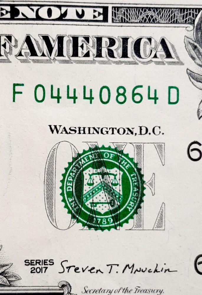 $1 Fancy serial number note 04440 865
