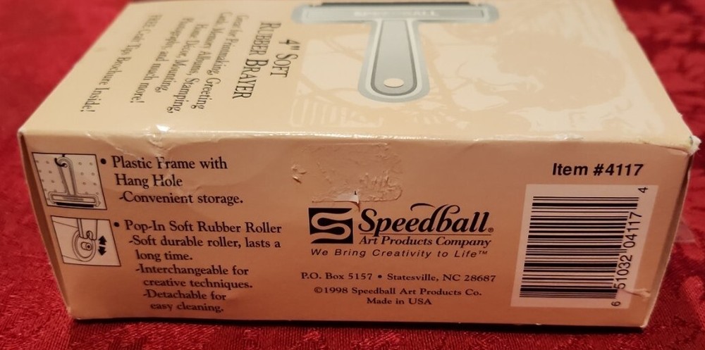 Speedball Brayer 4" Soft Rubber Roller Magenta Plastic Frame Item #4117