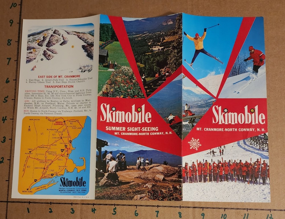 1960'S CRANMORE SKIMOBILE TRAIL MAP BROCHURES(2 DIFF.) PLUS 4 CURRENT TRAIL MAPS