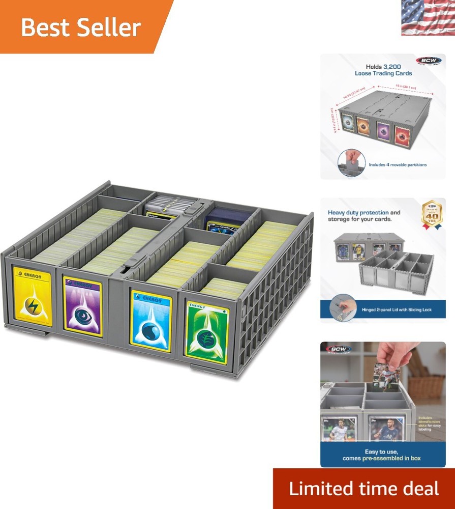 Storage Bin for Trading Cards - 3200 Capacity, Dustproof & Stackable