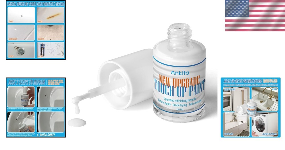 Gloss White Sink & Appliance Touch Up Paint - Waterproof, Quick Drying Formula