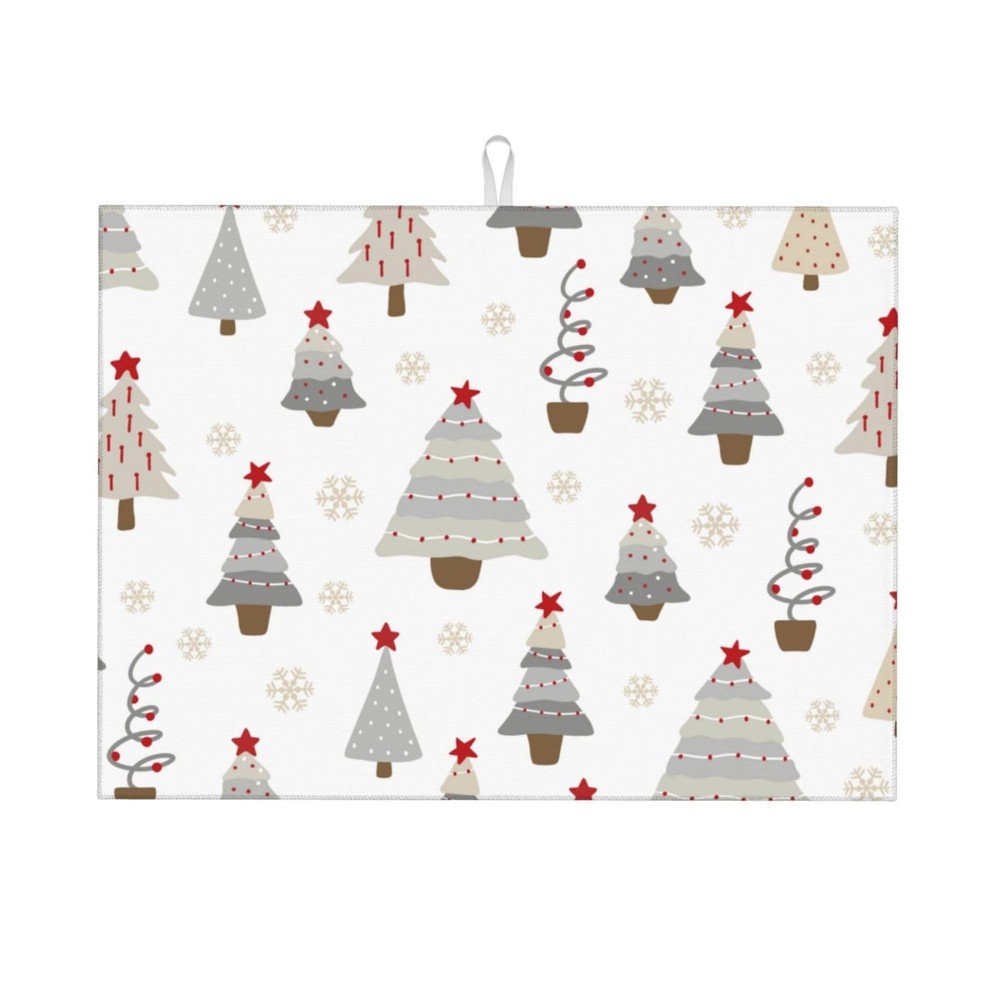 Absorbent Dish Drying Mat For Kitchen Counter, Christmas Tree Microfiber Dish...