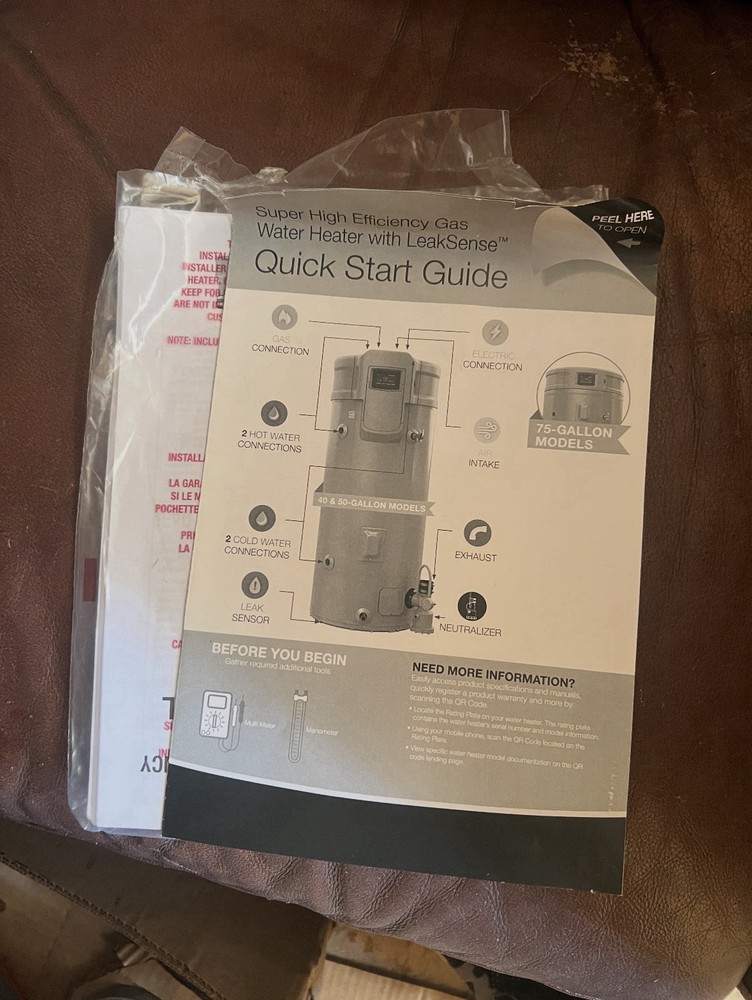 PROUG75-100P RU HE EC3 Ruud encore series LP gas (propane) 75 gallon