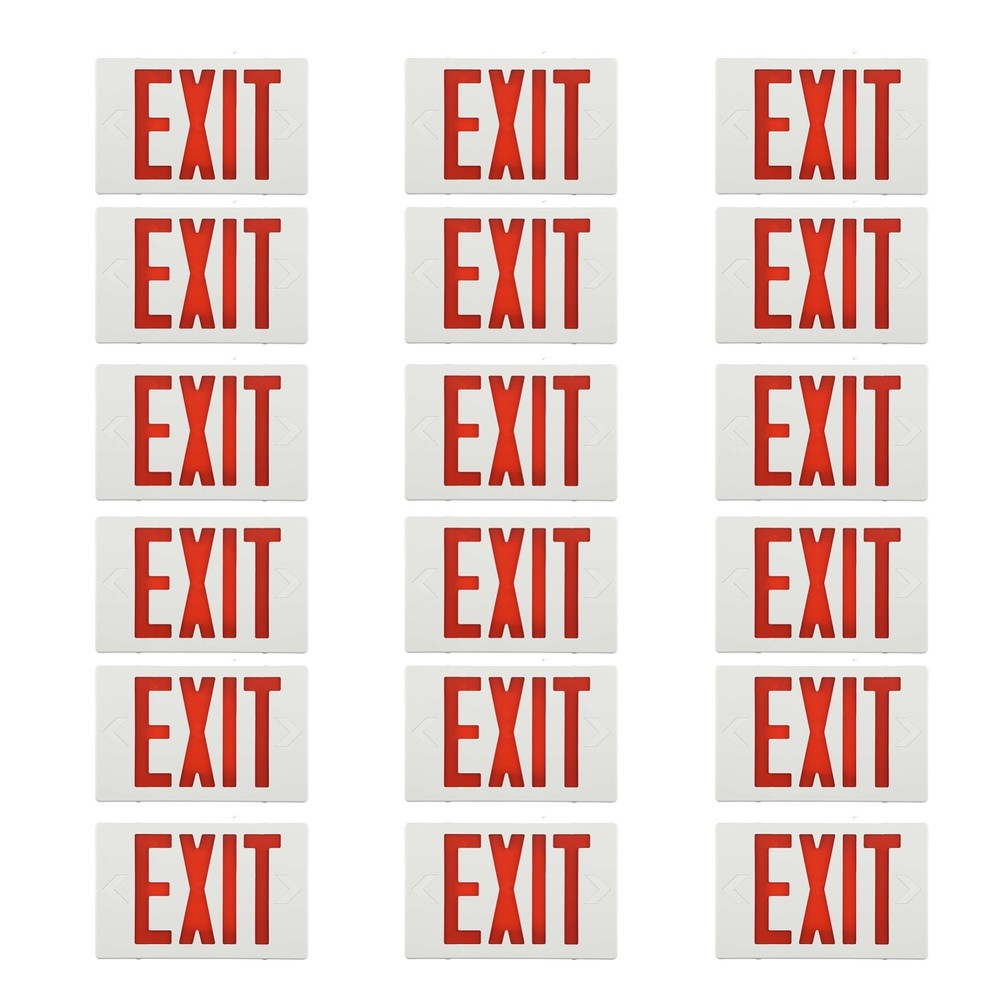 UL Listed 18 Packs Red Led Exit Sign & Exit Light with Battery Backup Combo.