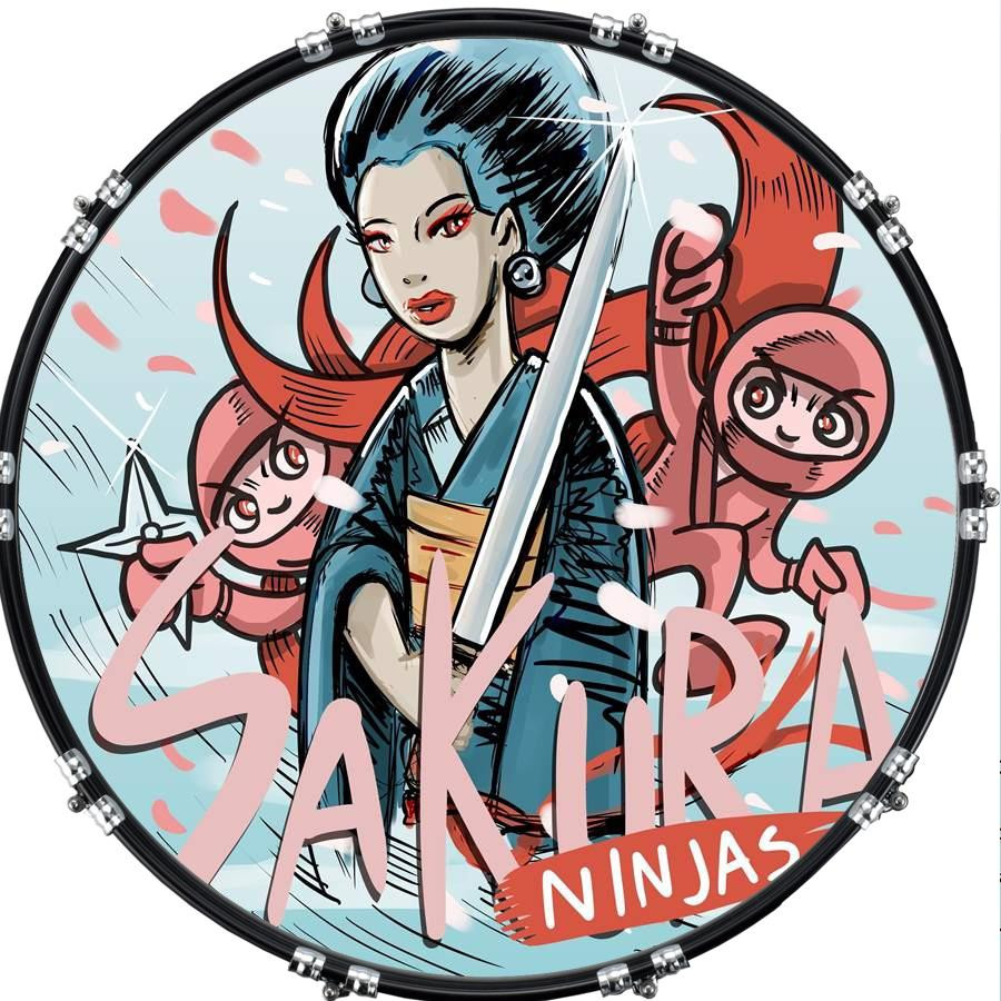 20" Custom Bass Kick Drum Front Head Graphical Graphic Ninjas 1
