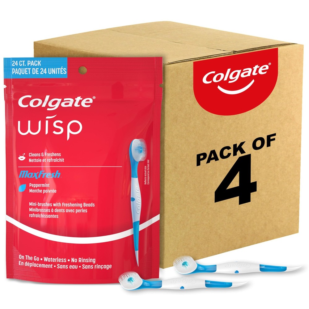 Colgate Max Fresh Wisp Disposable Mini Travel Toothbrushes 24 Count Pack