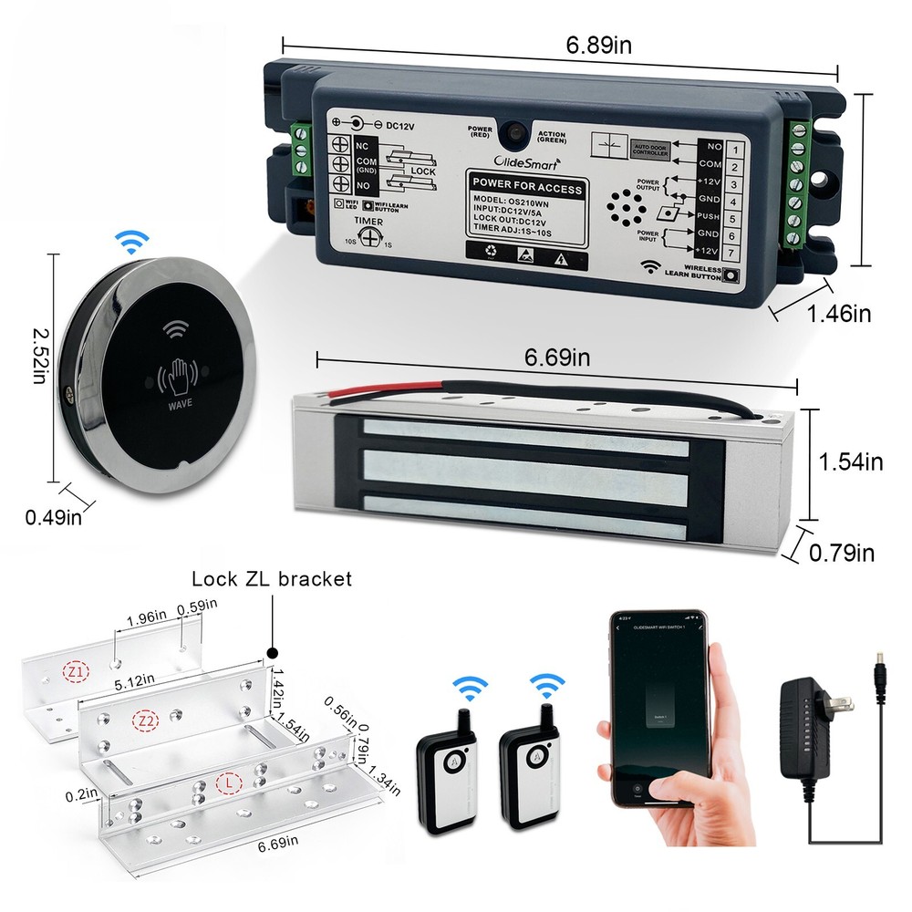 WiFi Access Control Magnetic Lock System with Round Touchless Button and Bracket