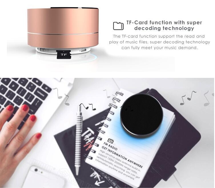 Mini Brushed Metal Bluetooth Speaker with Reflective LED Light A10