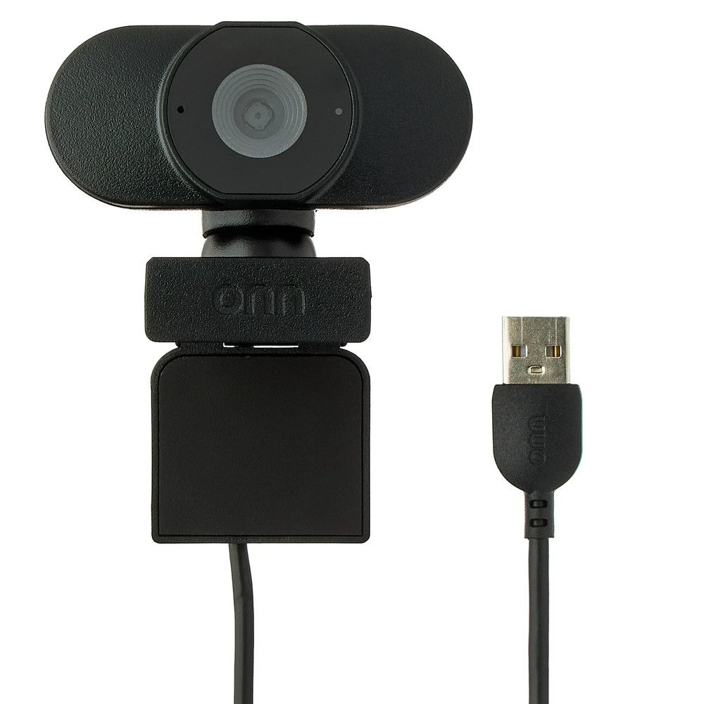 Onn 1440P Webcam with Autofocus and Built-in Microphone, Adjustable,Black