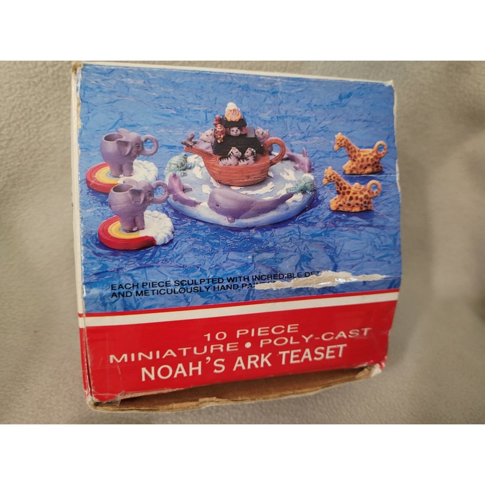 New Noah's Ark Tea Set Mini 10 Piece Set Ceramic Whales Rainbow