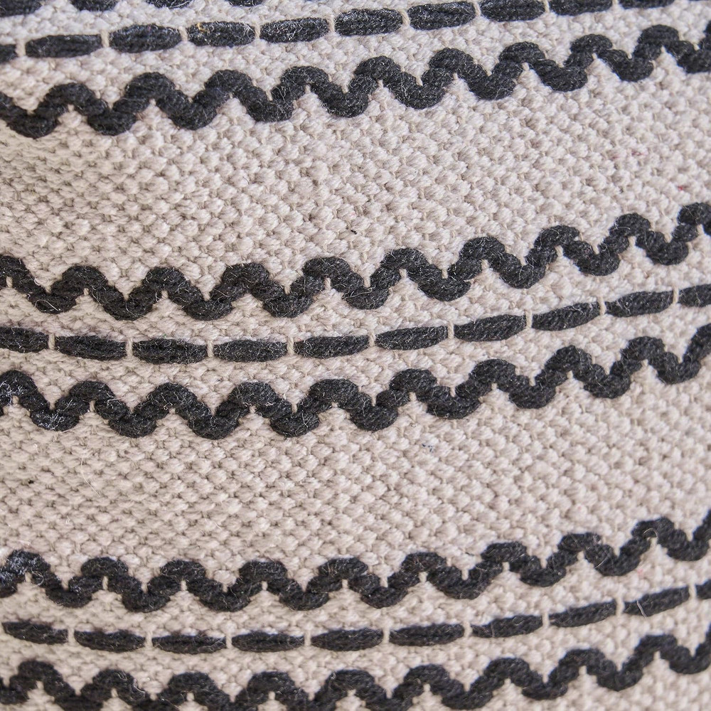 Davis Boho Cotton Pouf, Natural and Black