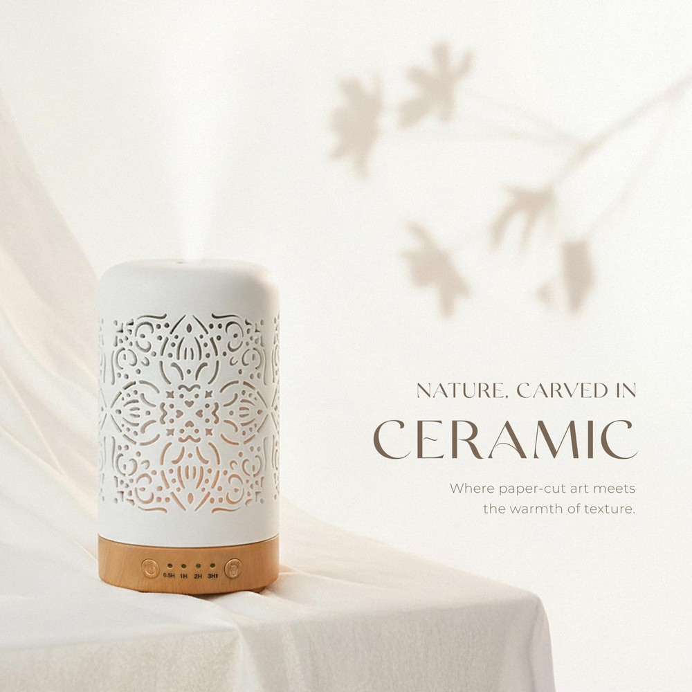 Earnest Living Essential Oil Diffuser White Ceramic Elegance 100ml