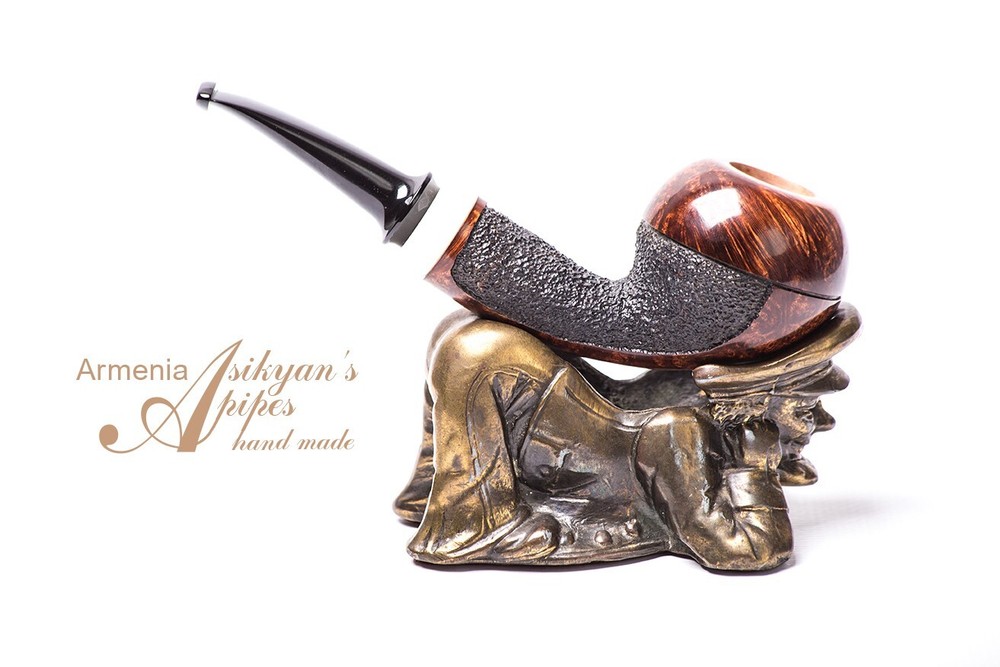 Asikyan Pipe #438/24 Apple Partially Smooth Rusticated Hand Made