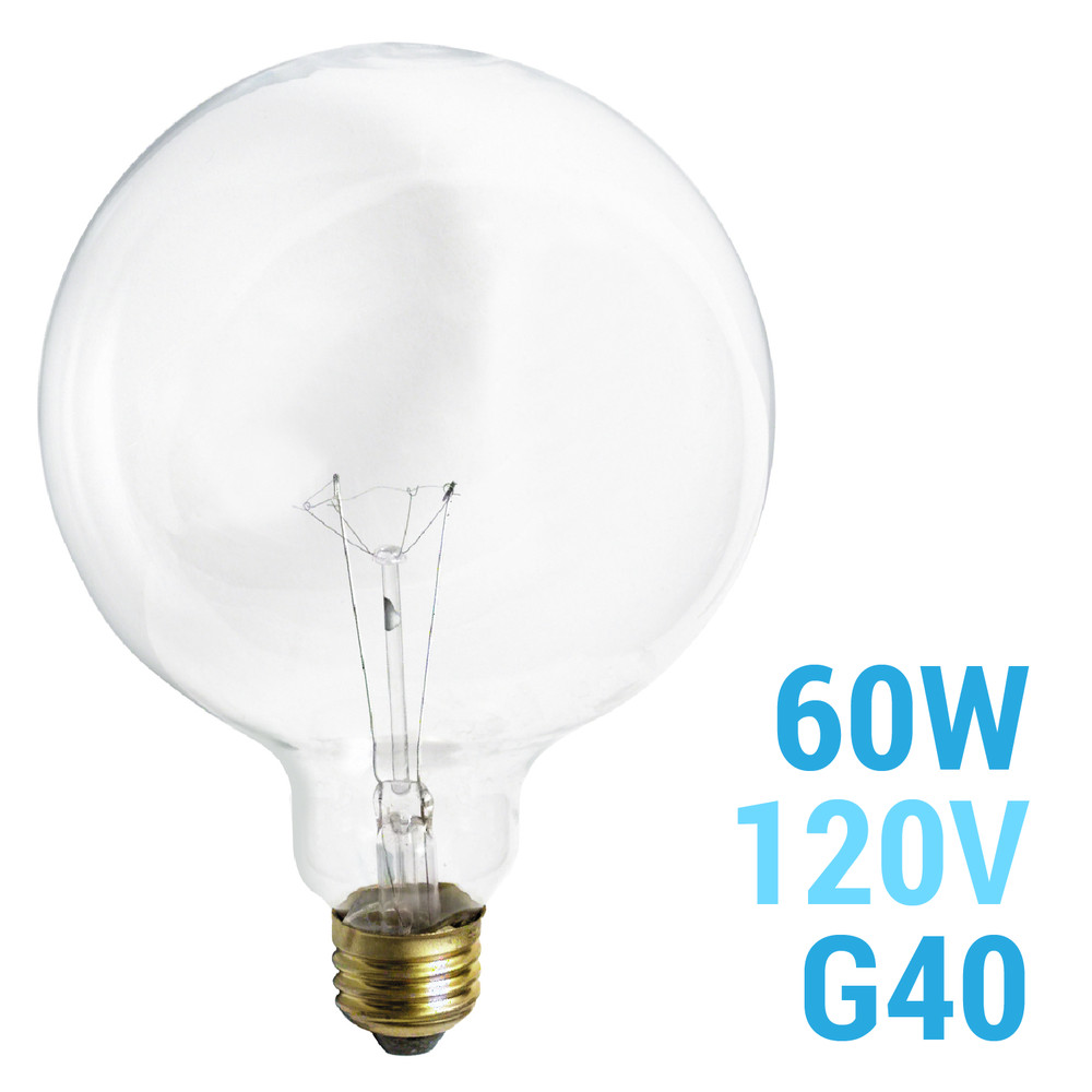 60G40 Globe Light Bulb 120V 60W G40 Medium E26 Base Dimmable Clear