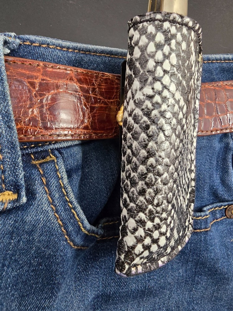 Leather Belt sheath Knife Boker Trapper CUSTOM Left pull Old Timer Case Knives