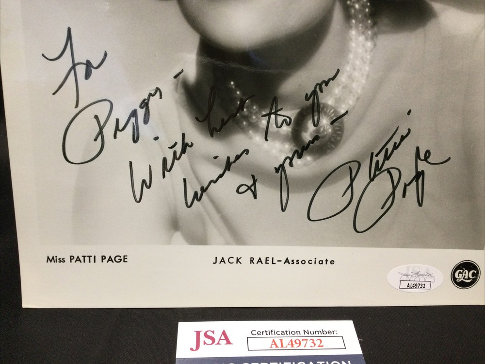 Patti Page Signed B&W Photo Personalized JSA COA -1 #